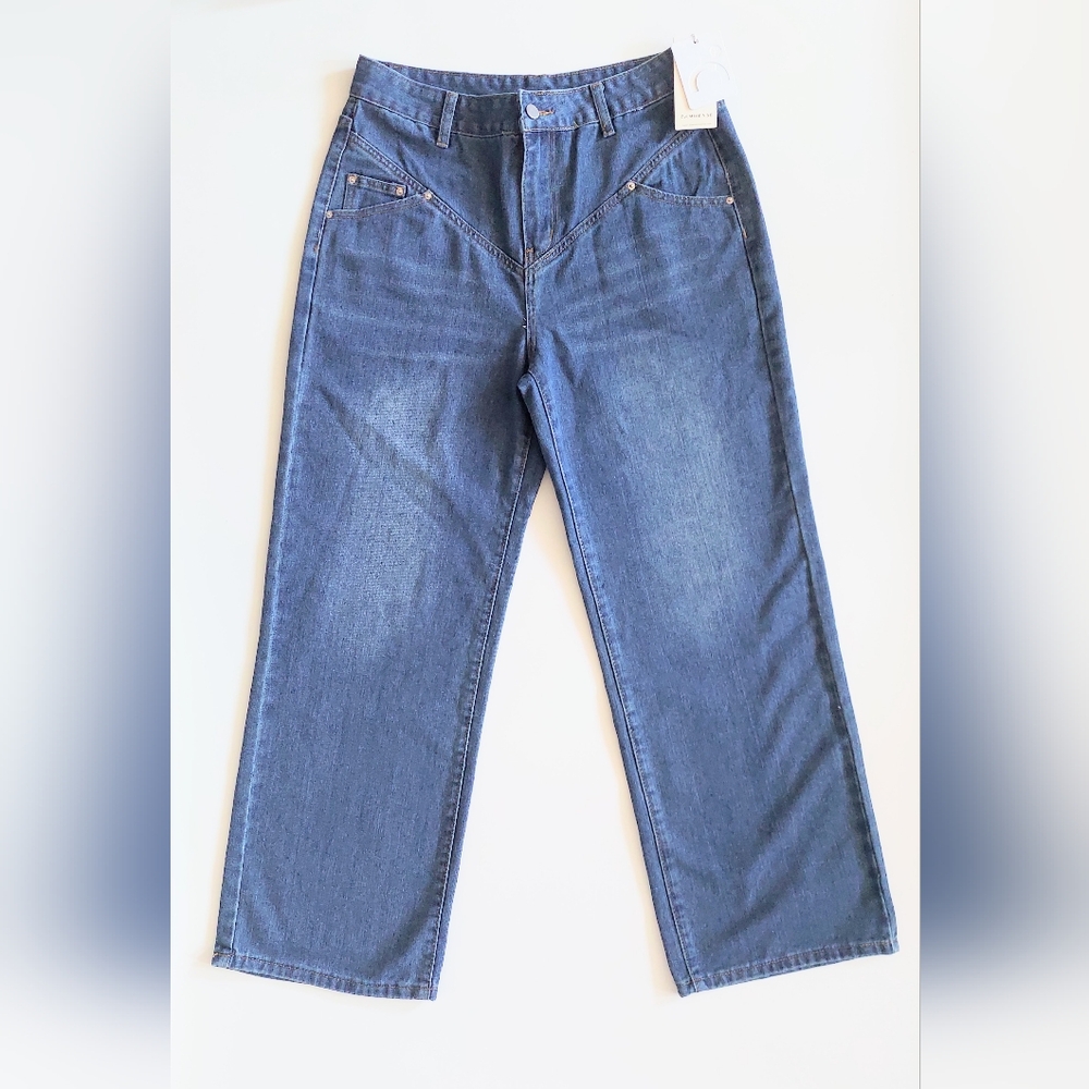 Commense Vintage Wash High Rise Denim Straight Leg Jeans Size Large NWT